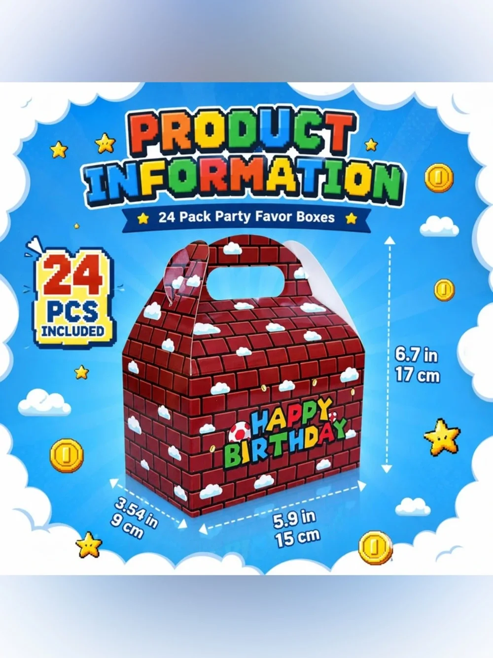Super Bros Party Favor Gift Boxes